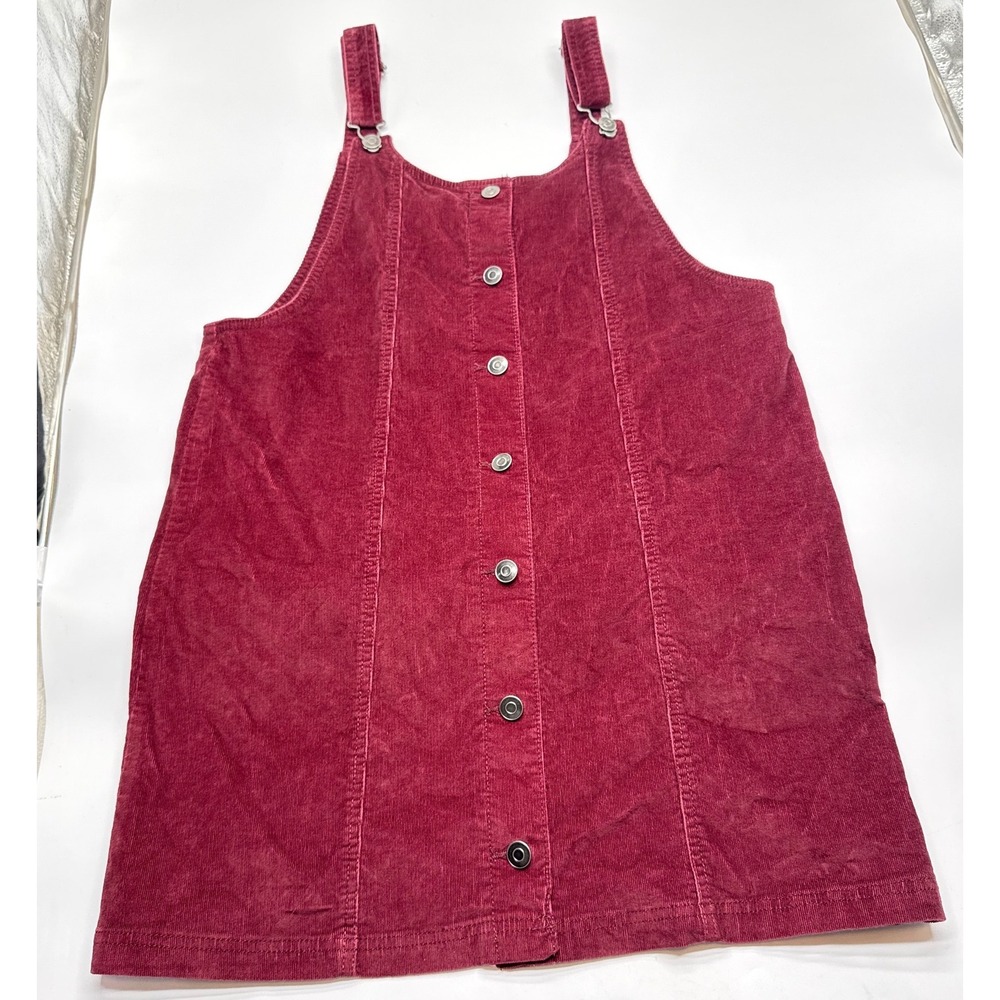 Celebrity Pink L Corduroy Pinafore Overall Dress Burgundy Tawny Port